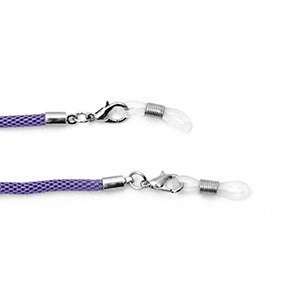 Łańcuszek do okularów metalowy, z karabińczykowym zapięciem, fioletowy 3 szt.