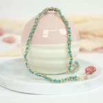 Łańcuszek do okularów metalowy, Bolzano, jasnoniebiesko-złoty - 1 szt.