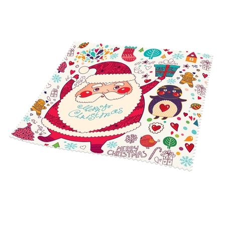 Ściereczka do okularów 18x18 cm, Christmas Santa, pakowana pojedynczo