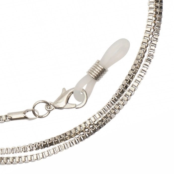 Łańcuszek do okularów metalowy, Naples, srebrny - 3 szt.