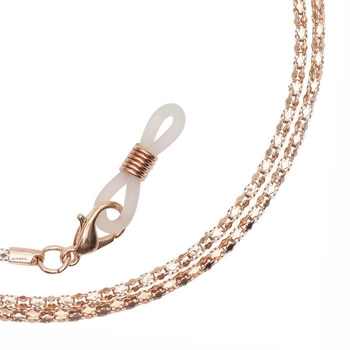 Łańcuszek do okularów metalowy, Sienna, różowe złoto - 3 szt.