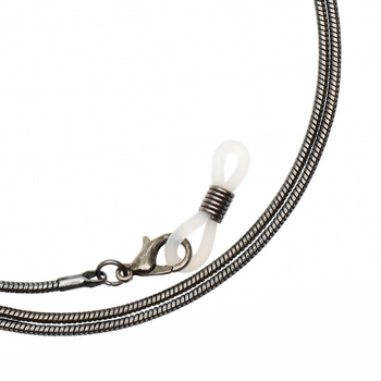 Łańcuszek do okularów metalowy, Pisa, srebrny - 3 szt.