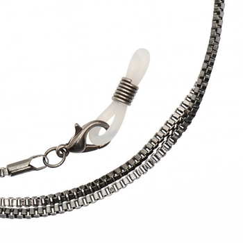 Łańcuszek do okularów metalowy, Naples, srebrny - 3 szt.