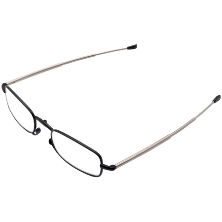 Składane okulary do czytania Bats czarno srebrne +2,50