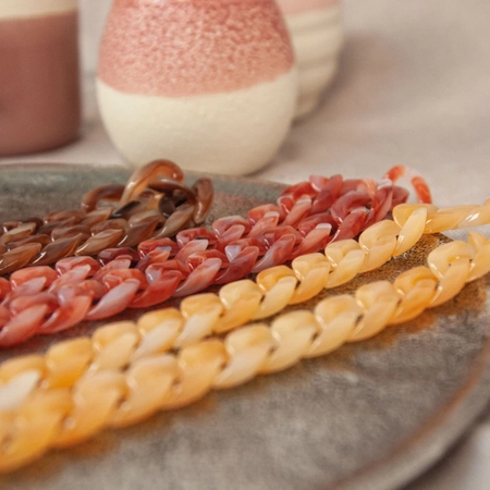 Łańcuszki akrylowo - metalowe, asortyment - 6 szt.