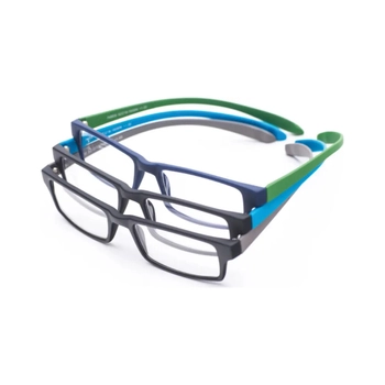 Asortyment okularów do czytania z tworzywa z ekstra długimi zausznikami Lazybones dwukolorowe - 15 szt.