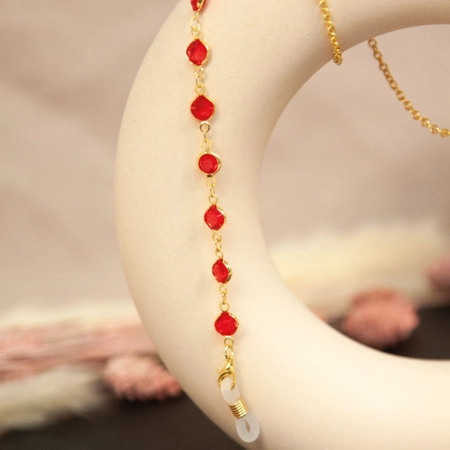 Łańcuszek do okularów metalowy, Rimini, czerwono złoty - 1 szt.