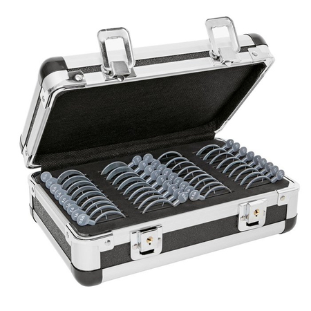 Zestaw pryzmatycznych soczewek próbnych z AR, w metalowych ramkach