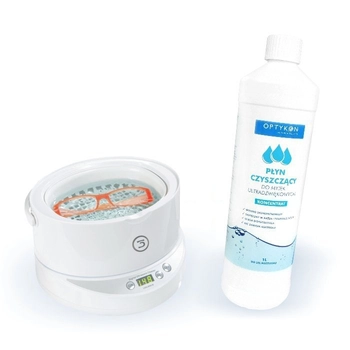Myjka ultradźwiękowa do okularów z wyjmowaną wanienką 0,6 l + koncentrat czyszczący