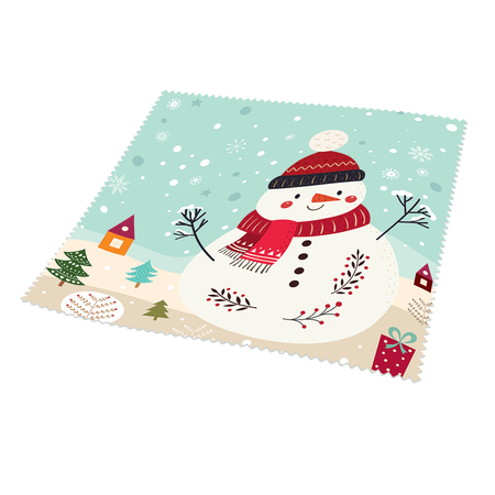 Ściereczka do okularów 18x18 cm, Christmas Snowman, pakowana pojedynczo