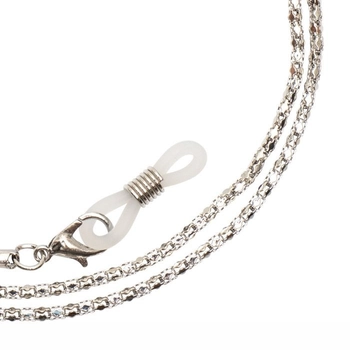 Łańcuszek do okularów metalowy, Sienna, srebrny - 3 szt.