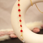 Łańcuszek do okularów metalowy, Rimini, czerwono złoty - 3 szt.