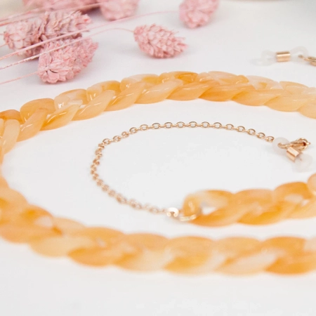 Łańcuszki do okularów akrylowo-metalowe brzoskwiniowe - 2 szt.