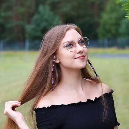 Sznureczki do okularów bawełniane w stylu BOHO, niebieskie - 3 szt.