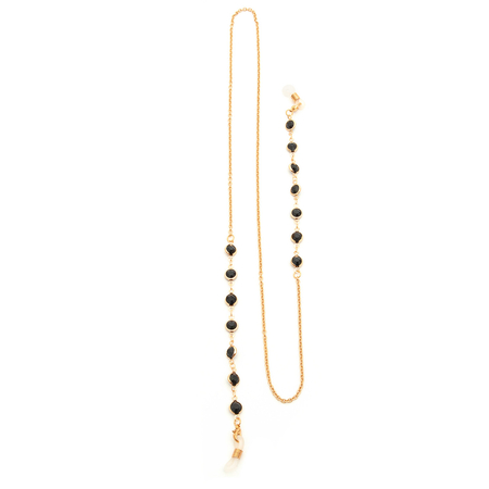 Łańcuszek do okularów metalowy, Rimini, czarno złoty - 1 szt.