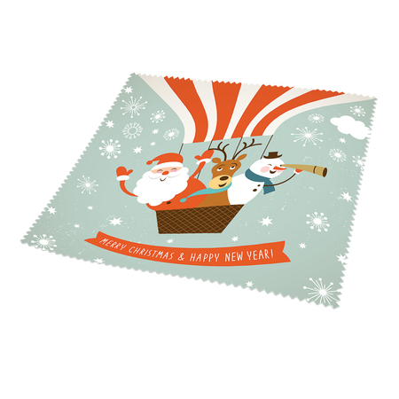 Ściereczka do okularów 18x18 cm, Christmas Santa, pakowana pojedynczo