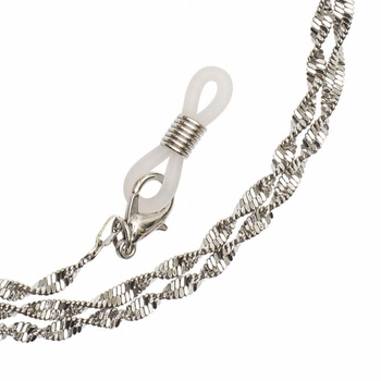 Łańcuszek do okularów metalowy, Rome, srebrny - 3 szt.