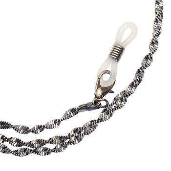 Łańcuszek do okularów metalowy, Rome, srebrny - 3 szt.