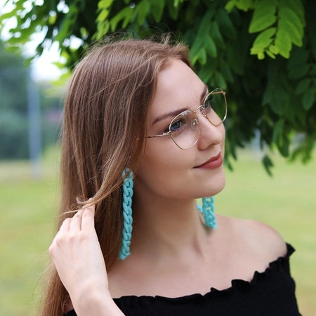 Łańcuszki do okularów akrylowe, seledynowe - 2 szt.