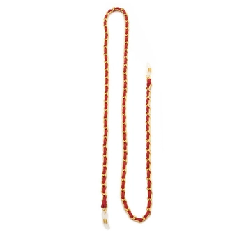 Łańcuszek do okularów metalowy, Bolzano, czerwono-złoty - 3 szt.
