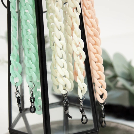 Łańcuszek do okularów akrylowy, seledynowy