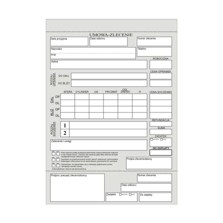 Koperty na prace okularowe samokopiujące 100 szt.