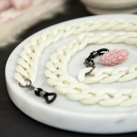 Łańcuszek do okularów akrylowy, kremowy