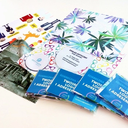 Ściereczka do okularów, personalizowana, nadruk kolorowy, biała 100 szt.