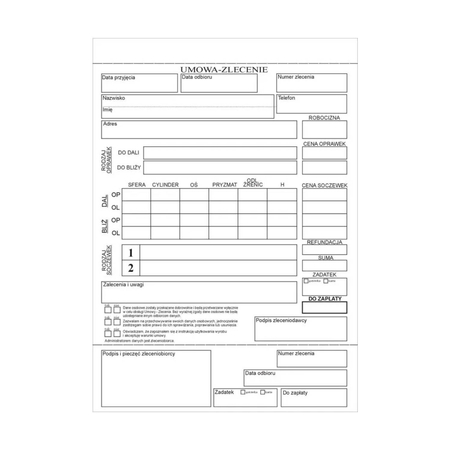 Koperty na prace okularowe samokopiujące 100 szt.