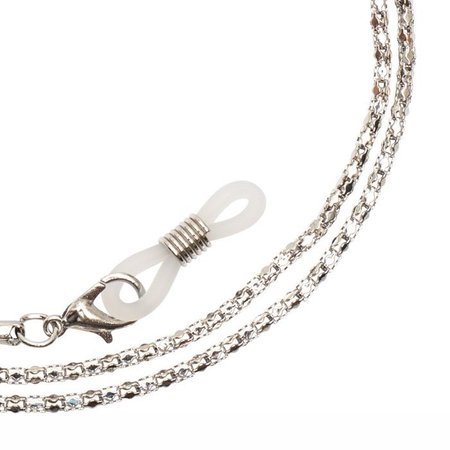 Łańcuszek do okularów metalowy, Sienna, srebrny - 3 szt.