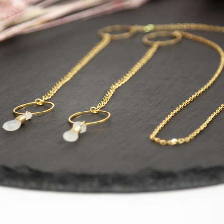 Łańcuszek do okularów metalowy, Turyn, złoty - 3 szt.