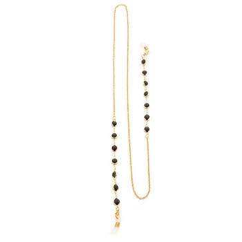 Łańcuszek do okularów metalowy, Rimini, czarno złoty - 1 szt.