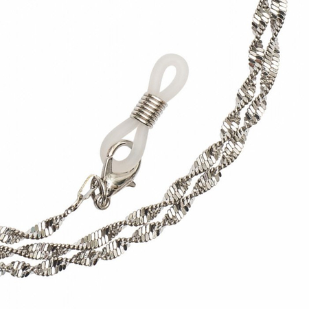 Łańcuszek do okularów metalowy, Rome, srebrny - 3 szt.