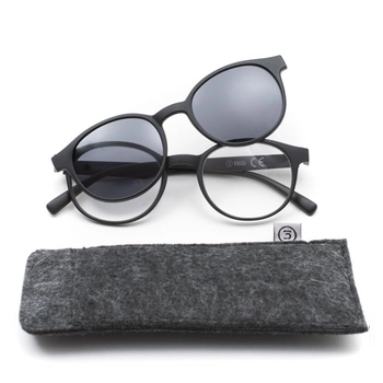 Okulary do czytania z przeciwsłoneczną nakładką na magnes Jaguar czarne