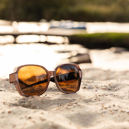 Okulary przeciwsłoneczne nakładane na okulary korekcyjne, Brązowy błyszczący, Bern M