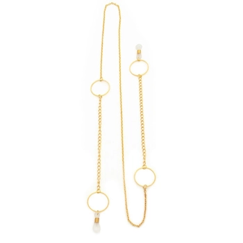 Łańcuszek do okularów metalowy, Turyn, złoty - 3 szt.