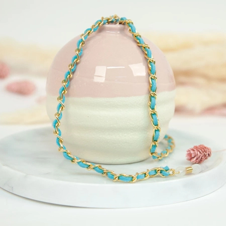 Łańcuszki do okularów metalowo-skórzane, Bolzano, asortyment - 12 szt