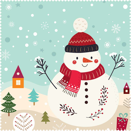 Ściereczka do okularów 18x18 cm, Christmas Snowman, pakowana pojedynczo
