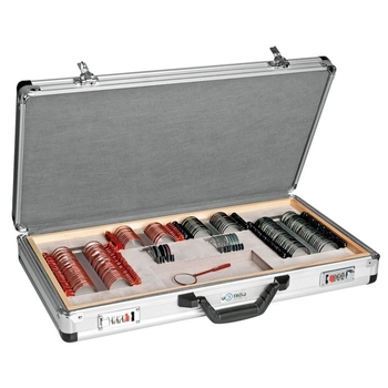 Zestaw 159 soczewek próbnych w metalowych ramkach