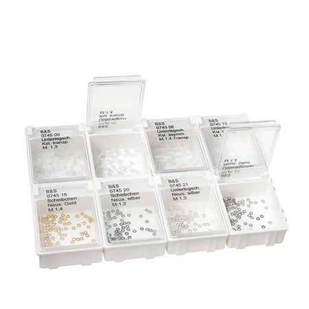 Podkładki do okularów wierconych, 8 rodzajów, asortyment – 1000 szt