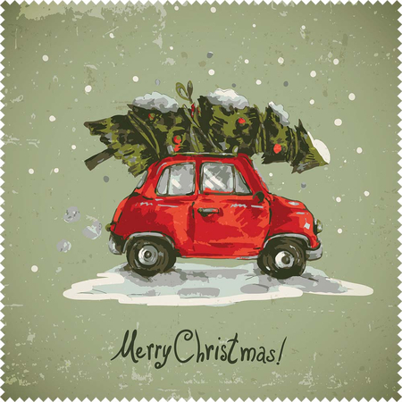 Ściereczka do okularów 18x18 cm, Christmas Car, pakowana pojedynczo